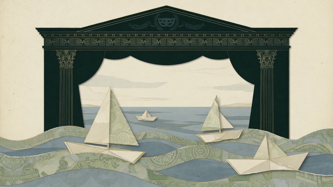 Conceptual theatre of commerce illustration