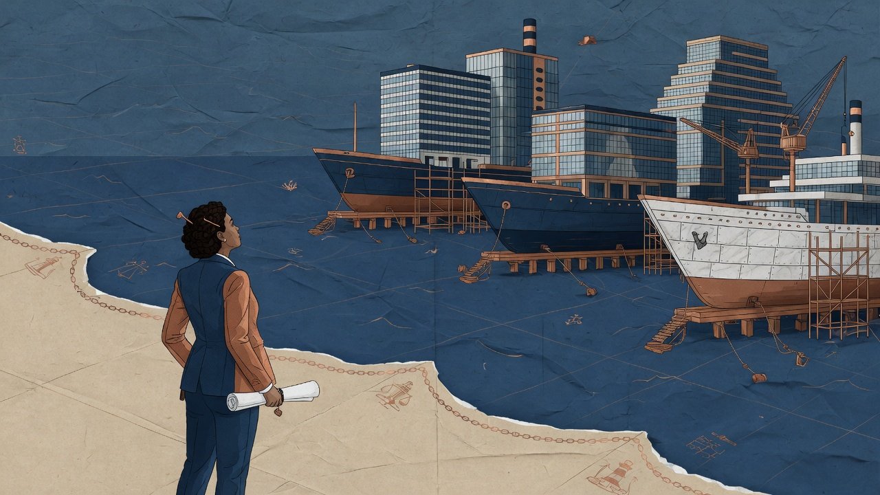 Corporate structures as ships in dry dock on a paper sea