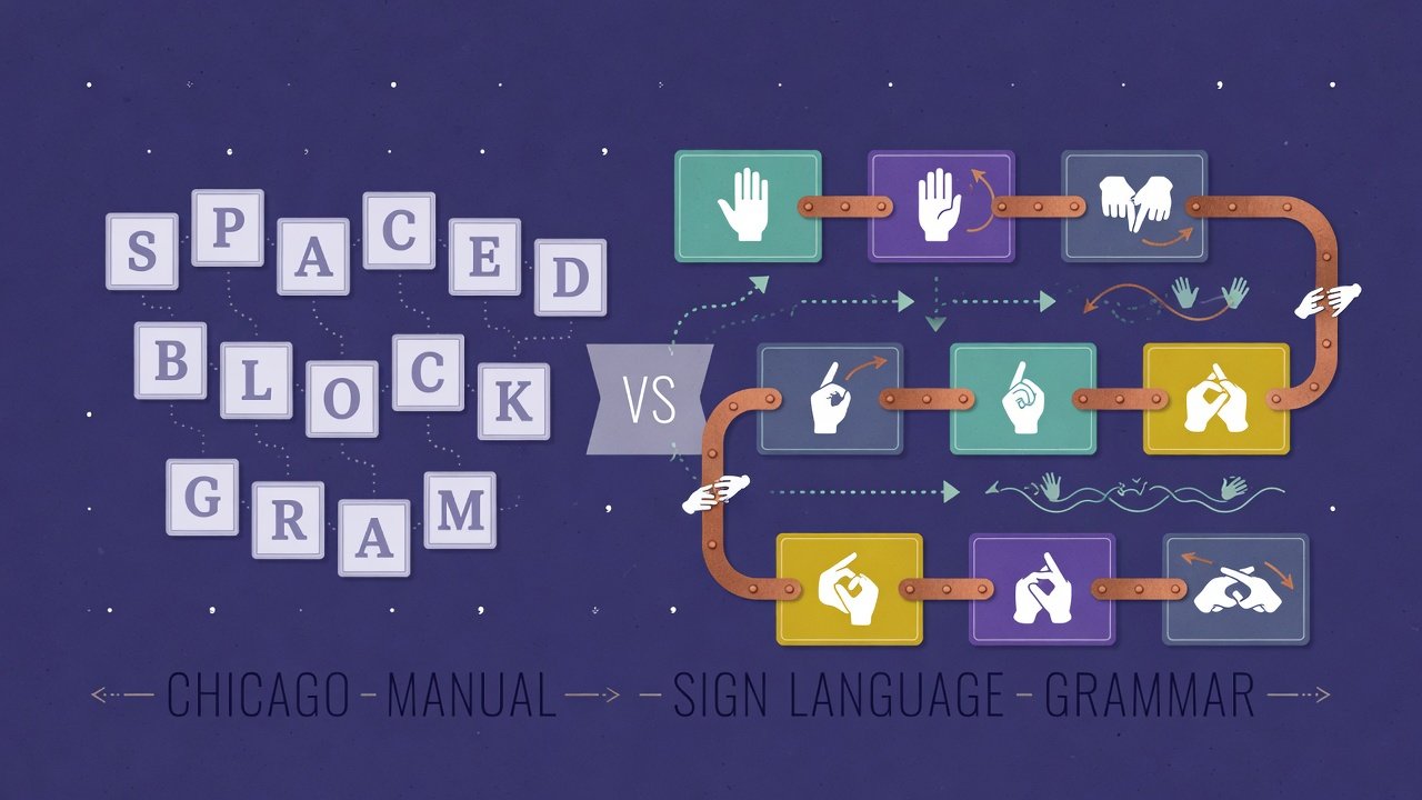 Sign-language hyphens versus broken all-caps blocks